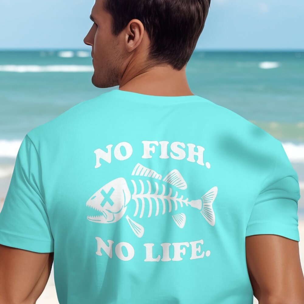 No Fish No Life Fishing Brand T-shirt Gift for Men